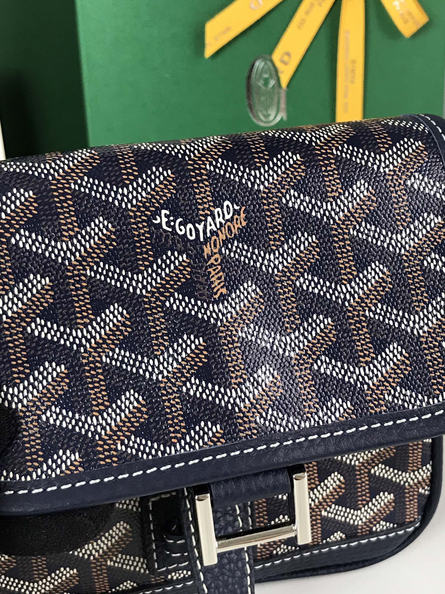 GRAND BLEU 16 IN NAVY BLUE GOYARDINE CANVAS AND LAMBSKIN