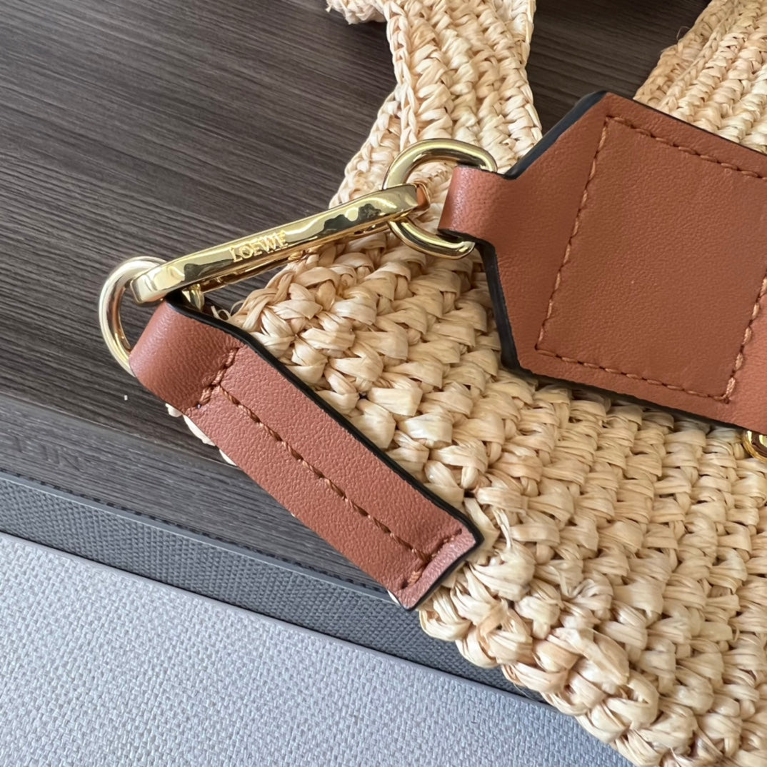 LOEWE 25S SLIT TOTE BAG 30 IN NATURAL CANVAS SHOULDER STRAP