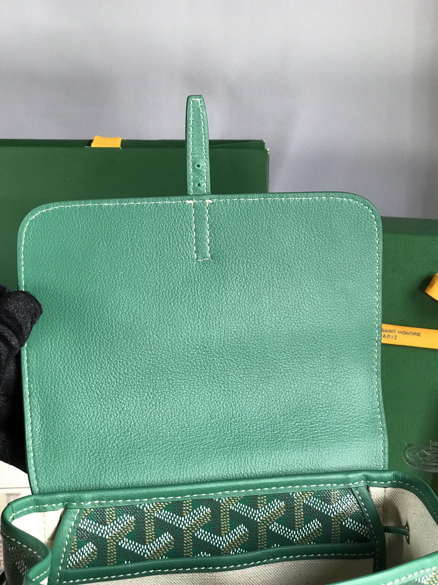 ALPIN MINI BACKPACK 21 IN GREEN LAMBSKIN AND GOYARDINE CANVAS