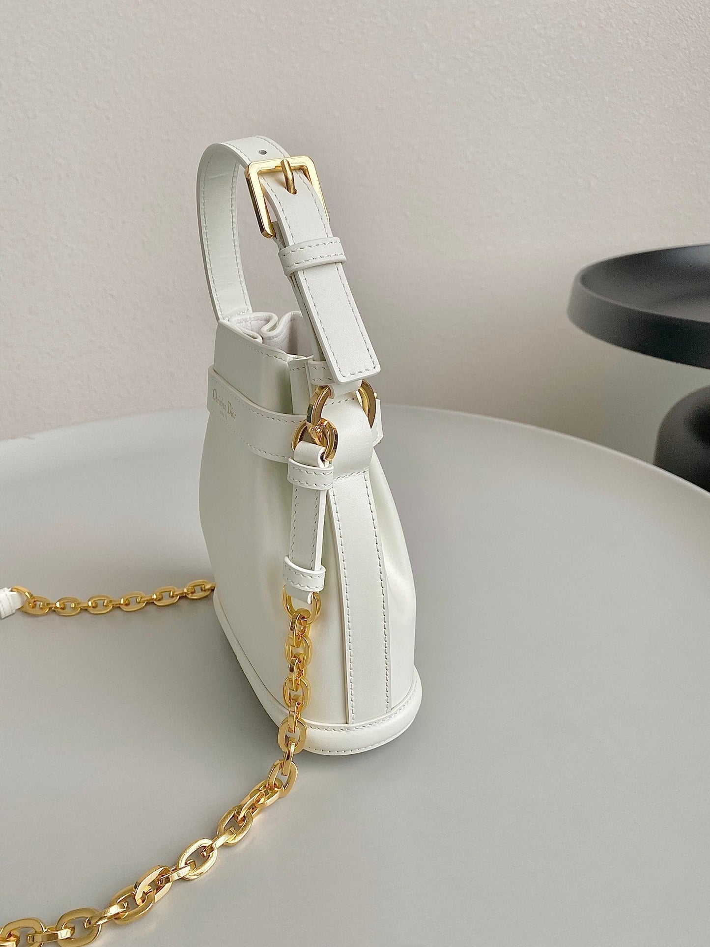 DIOR SMALL C'EST 18 IN WHITE CD-EMBOSSED CALFSKIN