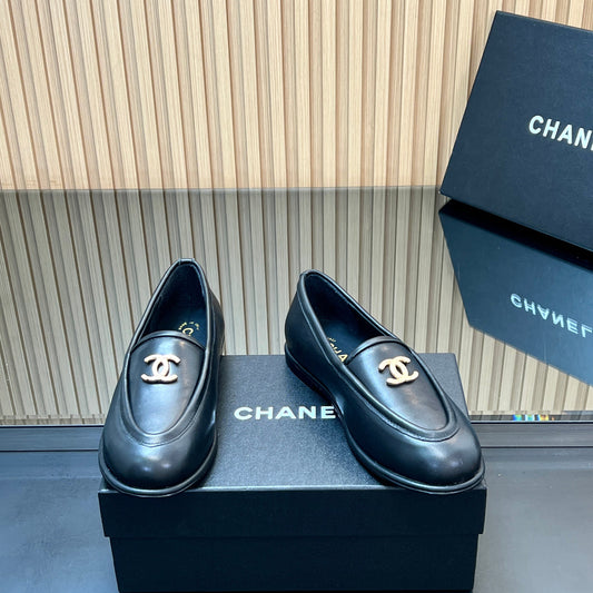 CHANEL 25S TEDDY LOAFER 15MM IN BLACK CALFSKIN GOLD HARDWARE