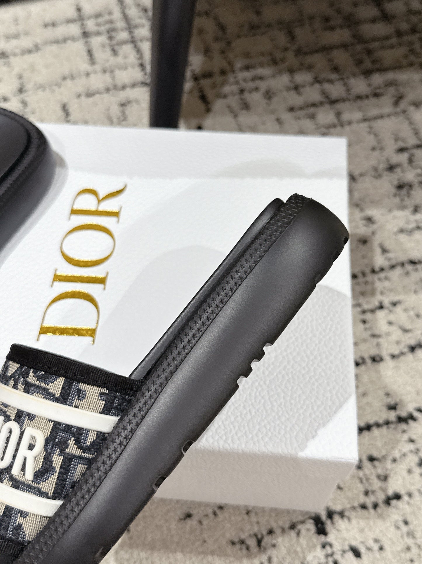 DIOR SLIDES 25S IN BLACK LAMBSKIN AND FABIRC WITH BRAND LOGO STYLE 3