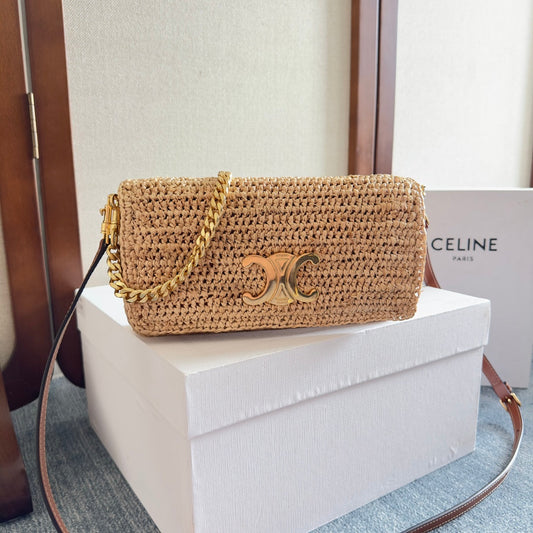 CELINE MULTIPOCHETTE BAG 23 IN BROWN RAFFIA