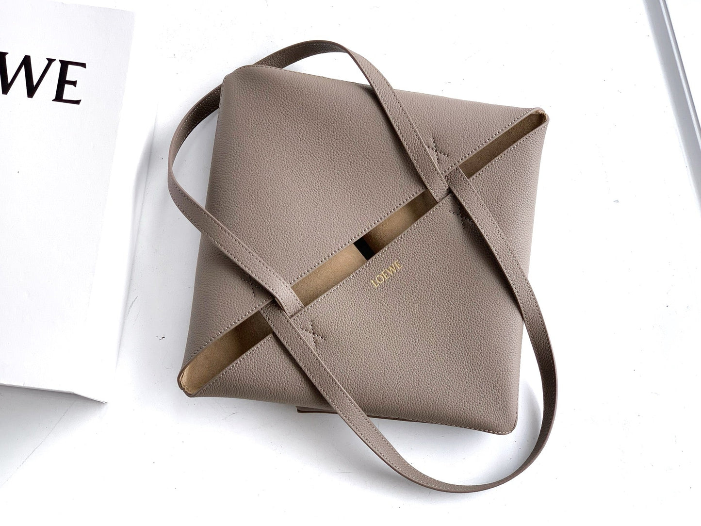 LOEWE 25S PUZZLE FOLD BAG 31 IN TAUPE NAPPA COWHIDE LEATHER