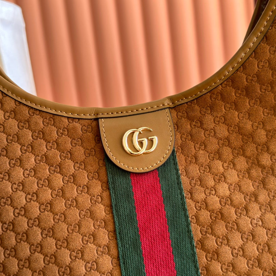 GUCCI 25S GIGLIO LARGE TOTE BAG 60 CM IN BROWN CANVAS