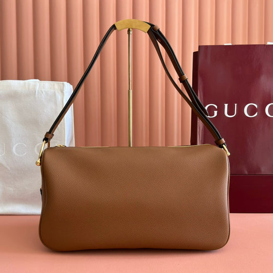 GUCCI 26S SHOULDER BAG 38 IN BROWN CALFSKIN
