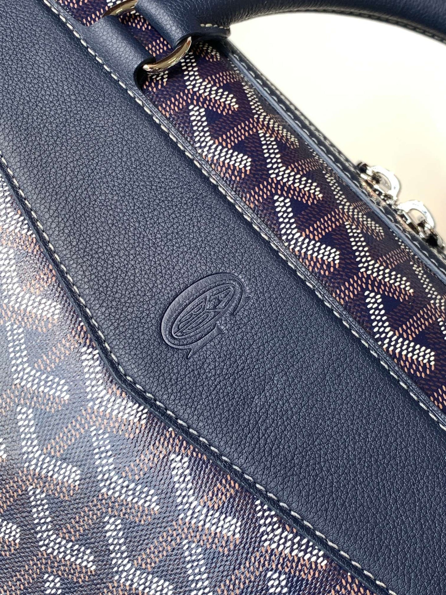 CISALPIN DOCUMENT CASE 39 IN NAVY BLUE GOYARDINE CANVAS AND CALFSKIN